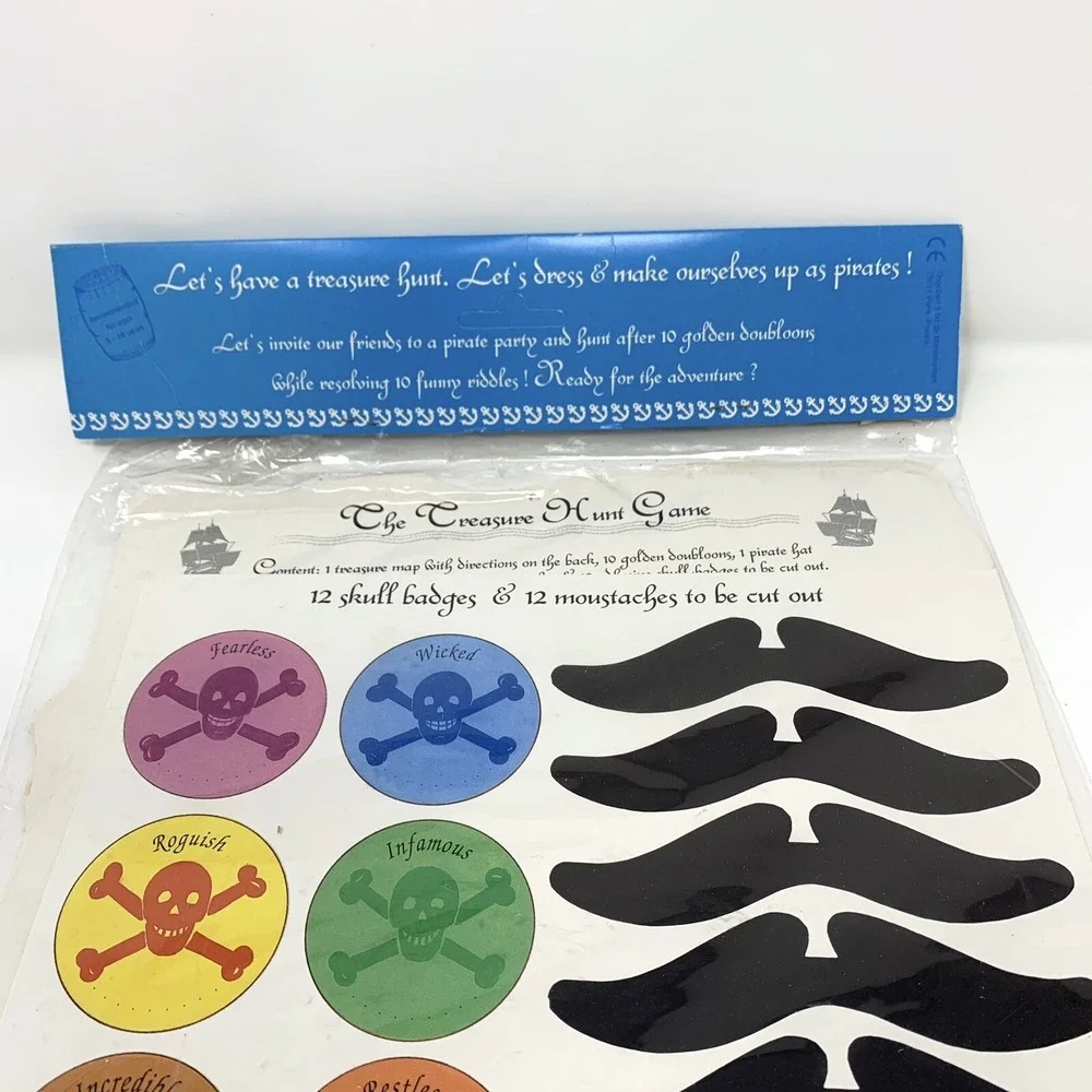 Vintage Treasure Hunt Pirate Party Game Mustaches Hats FUN - Made In France